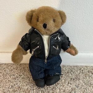 Brown Teddy Bear with Black Jacket